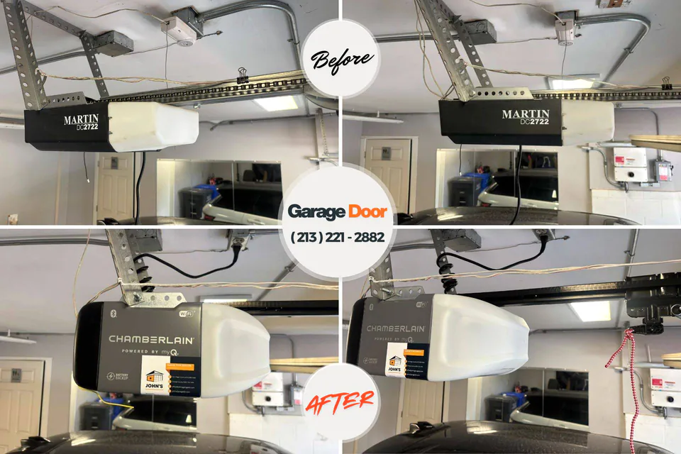 Before and after: garage door repair Aldine, TX